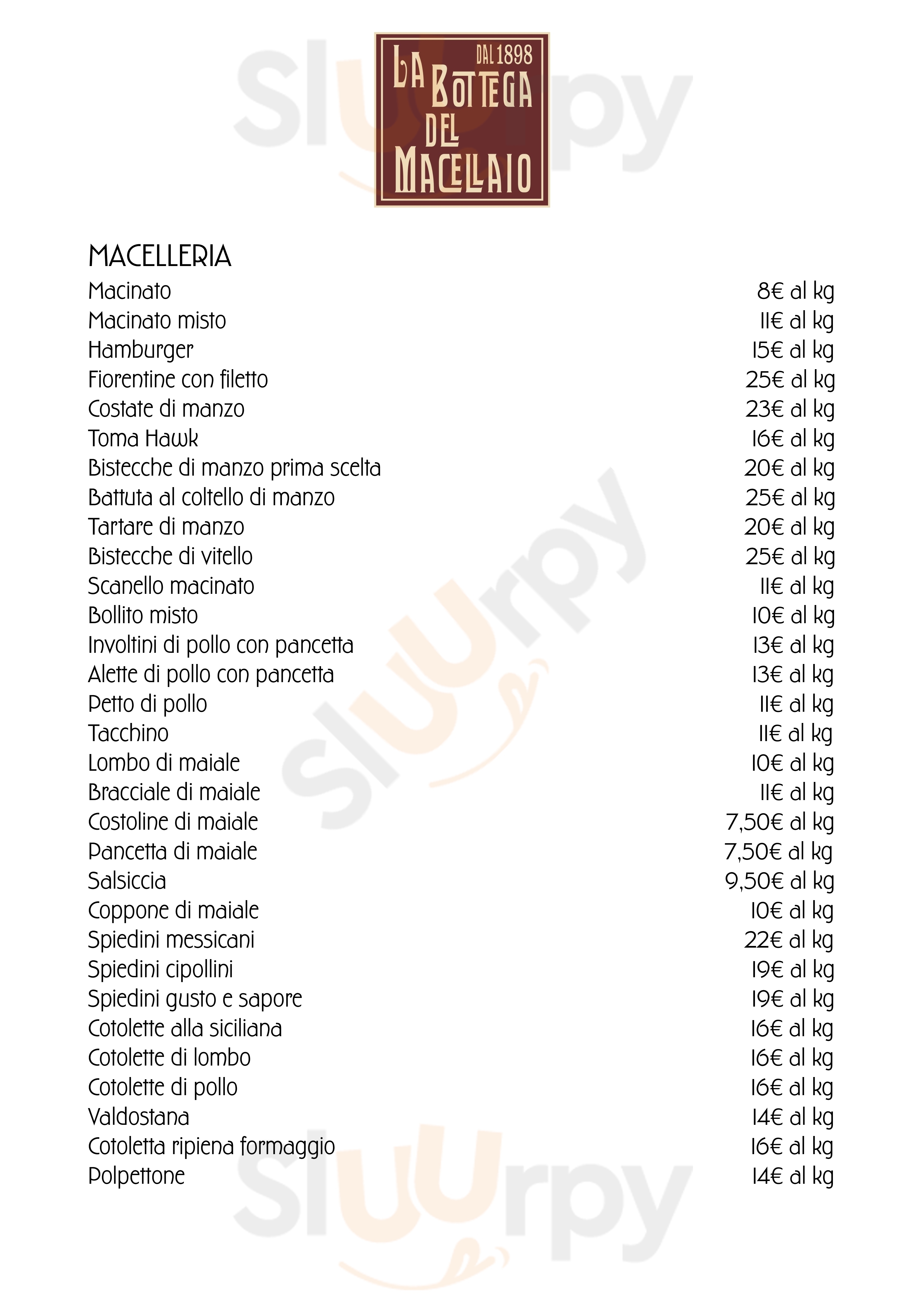 La Bottega del Macellaio Valsamoggia menù 1 pagina