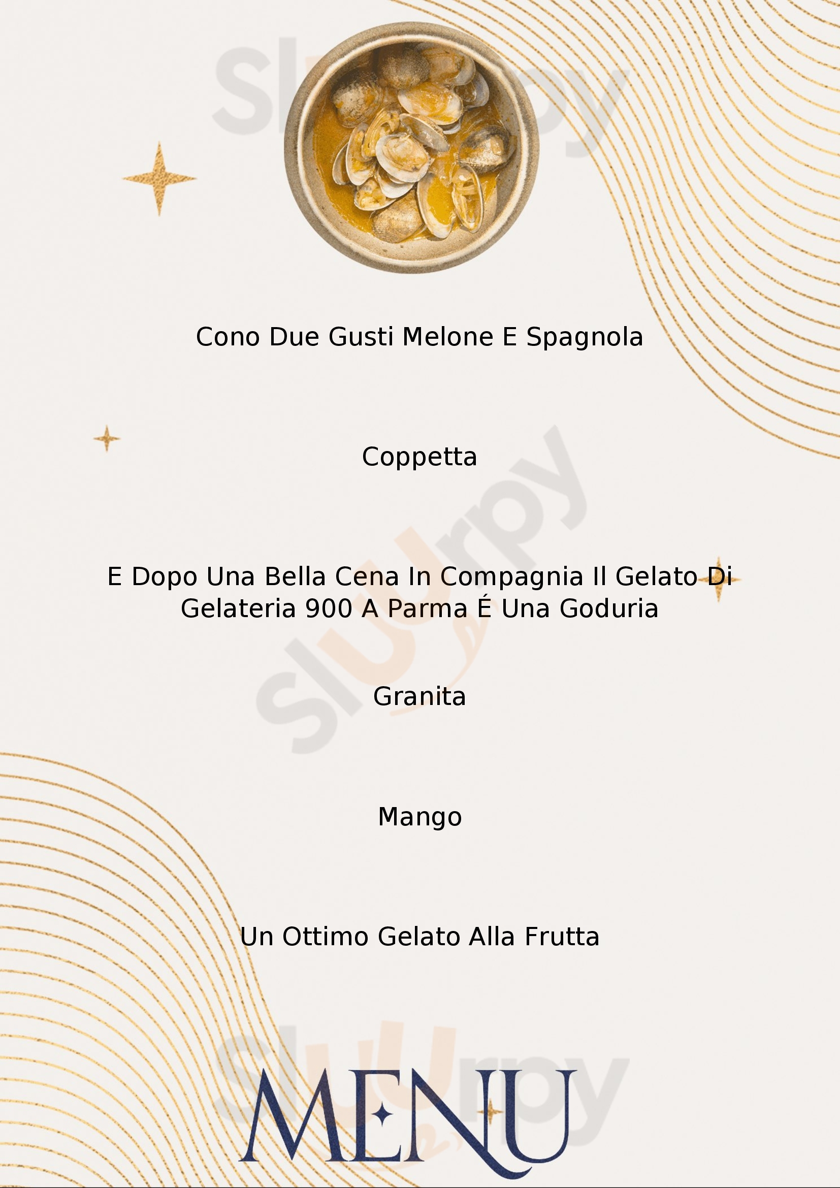 Gelateria Novecento Parma menù 1 pagina