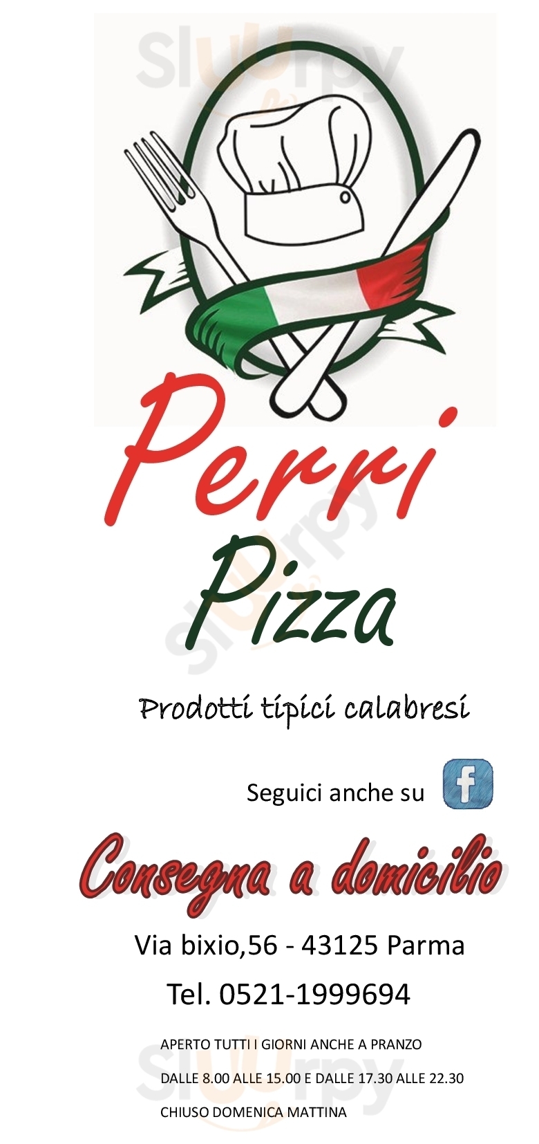 Perri Pizza Parma menù 1 pagina