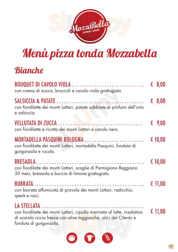 Mozzabella Bologna menù 1 pagina