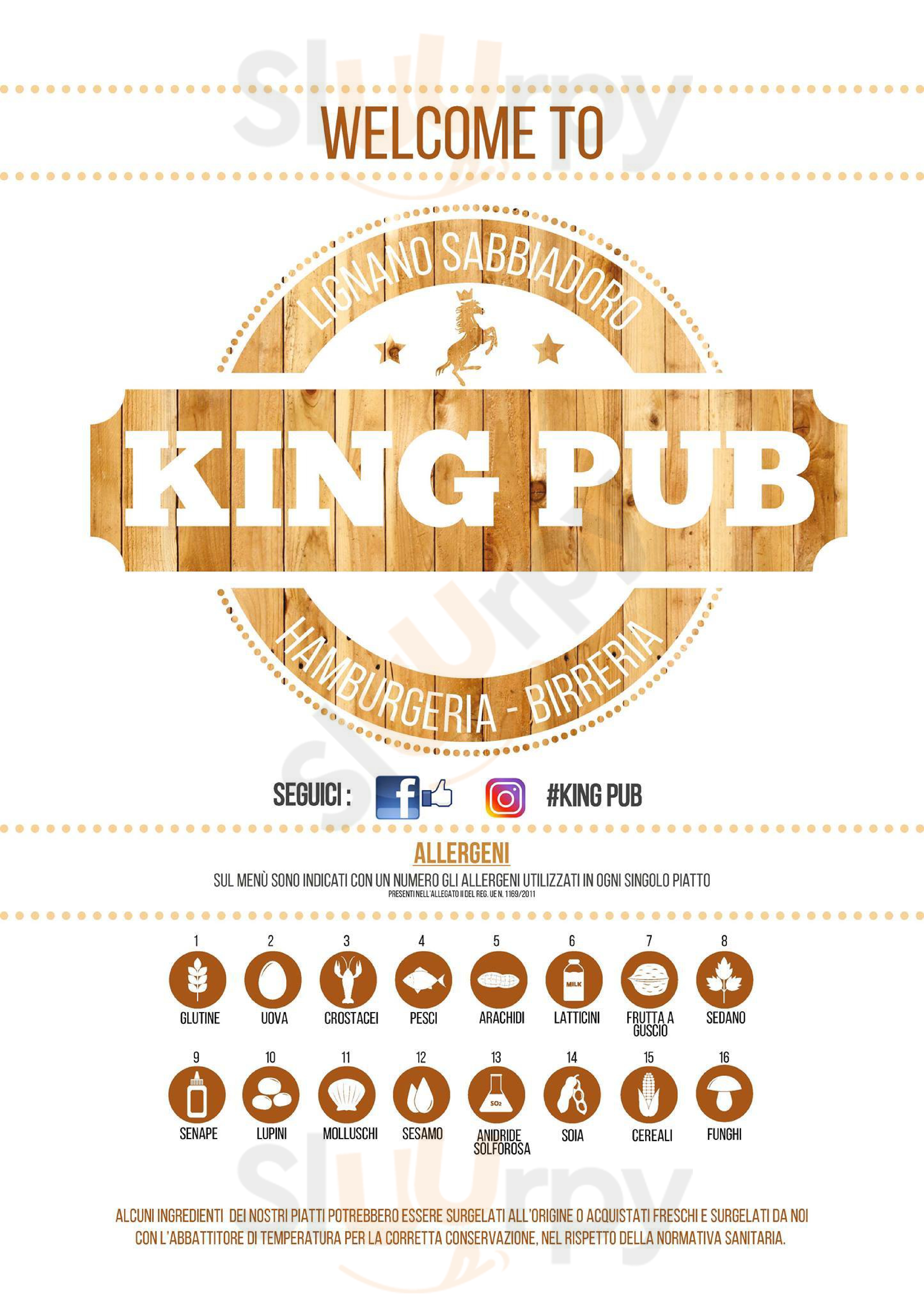 King Pub Lignano Sabbiadoro menù 1 pagina