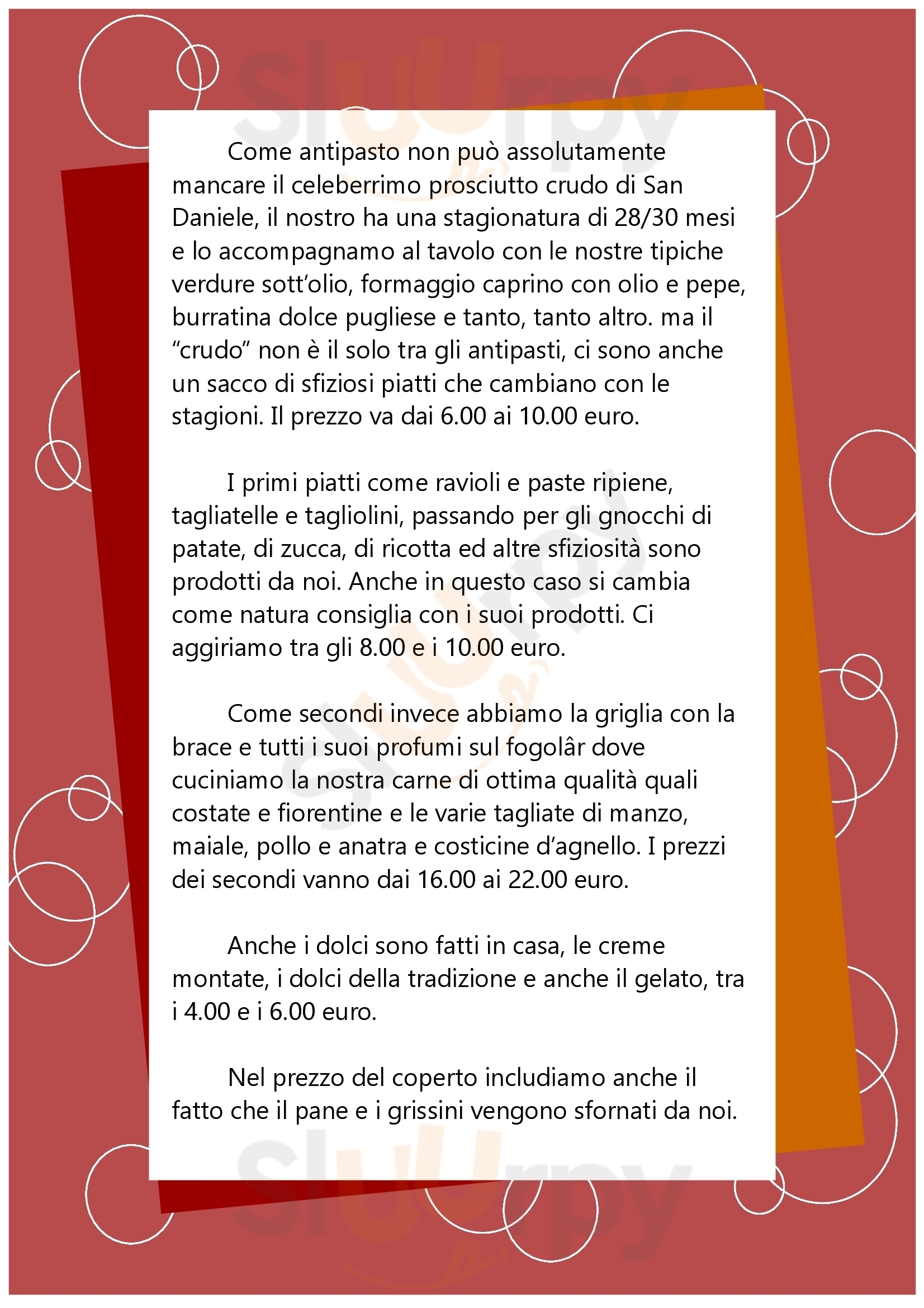 Osteria La Pergola San Daniele del Friuli menù 1 pagina
