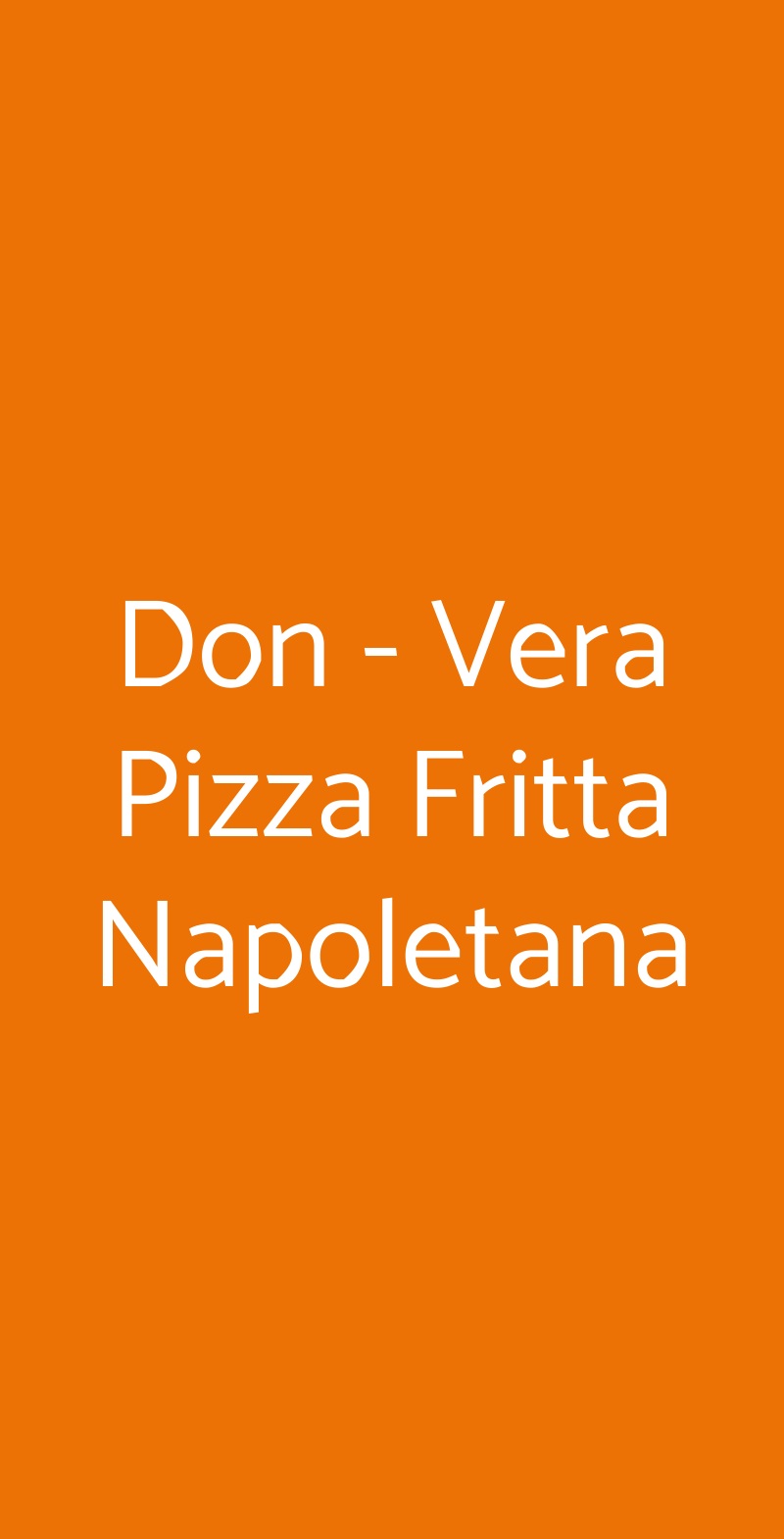 Don - Vera Pizza Fritta Napoletana Roma menù 1 pagina