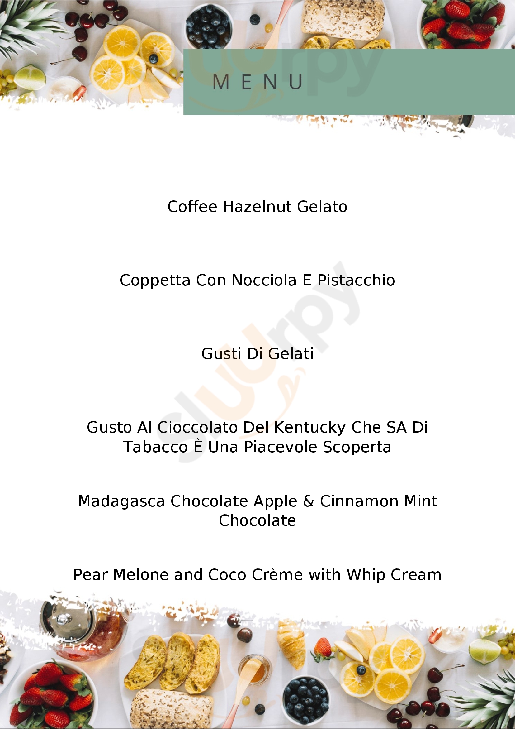 Gelato Fatamorgana Roma menù 1 pagina