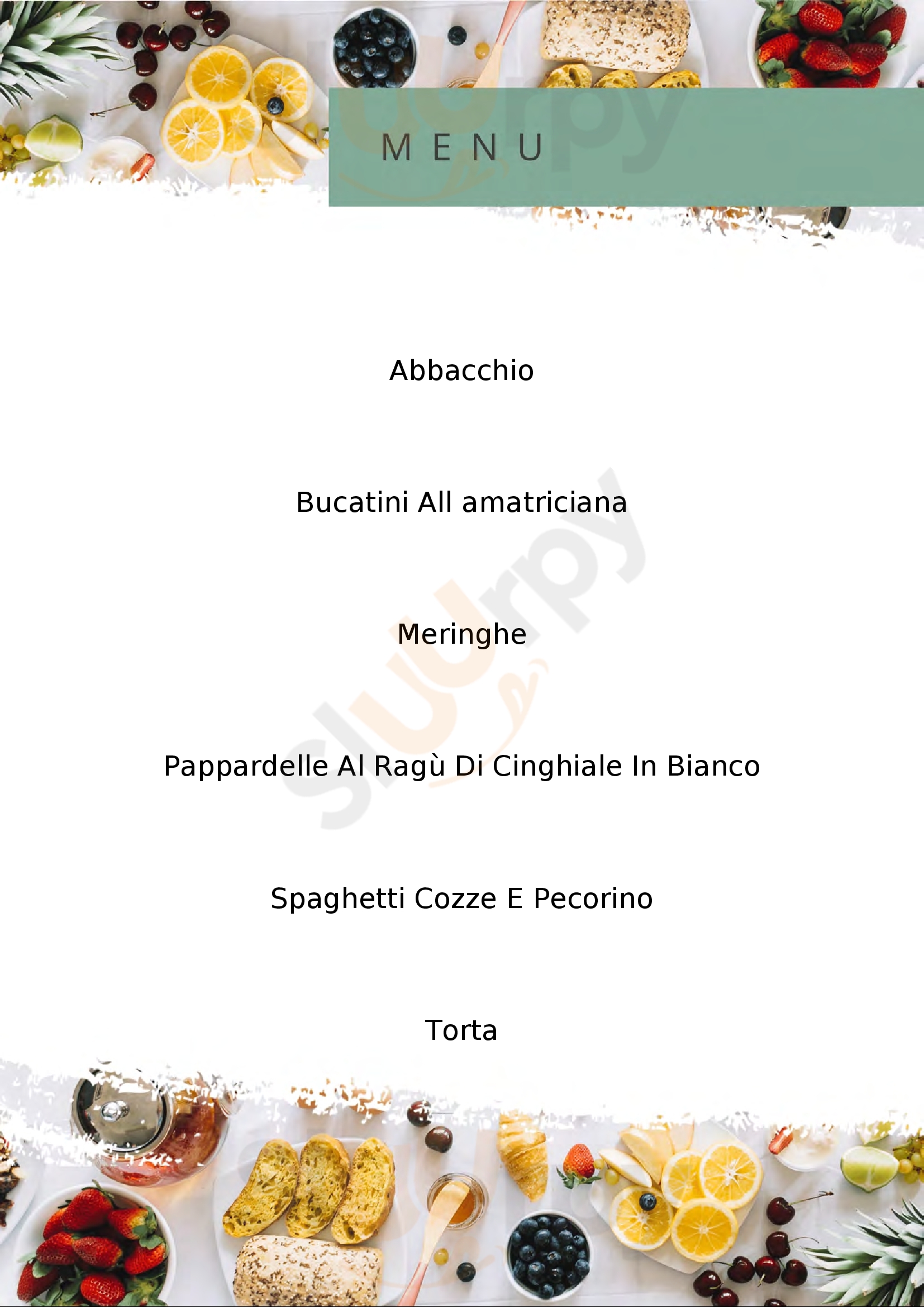 Osteria della Volpe Olevano Romano menù 1 pagina