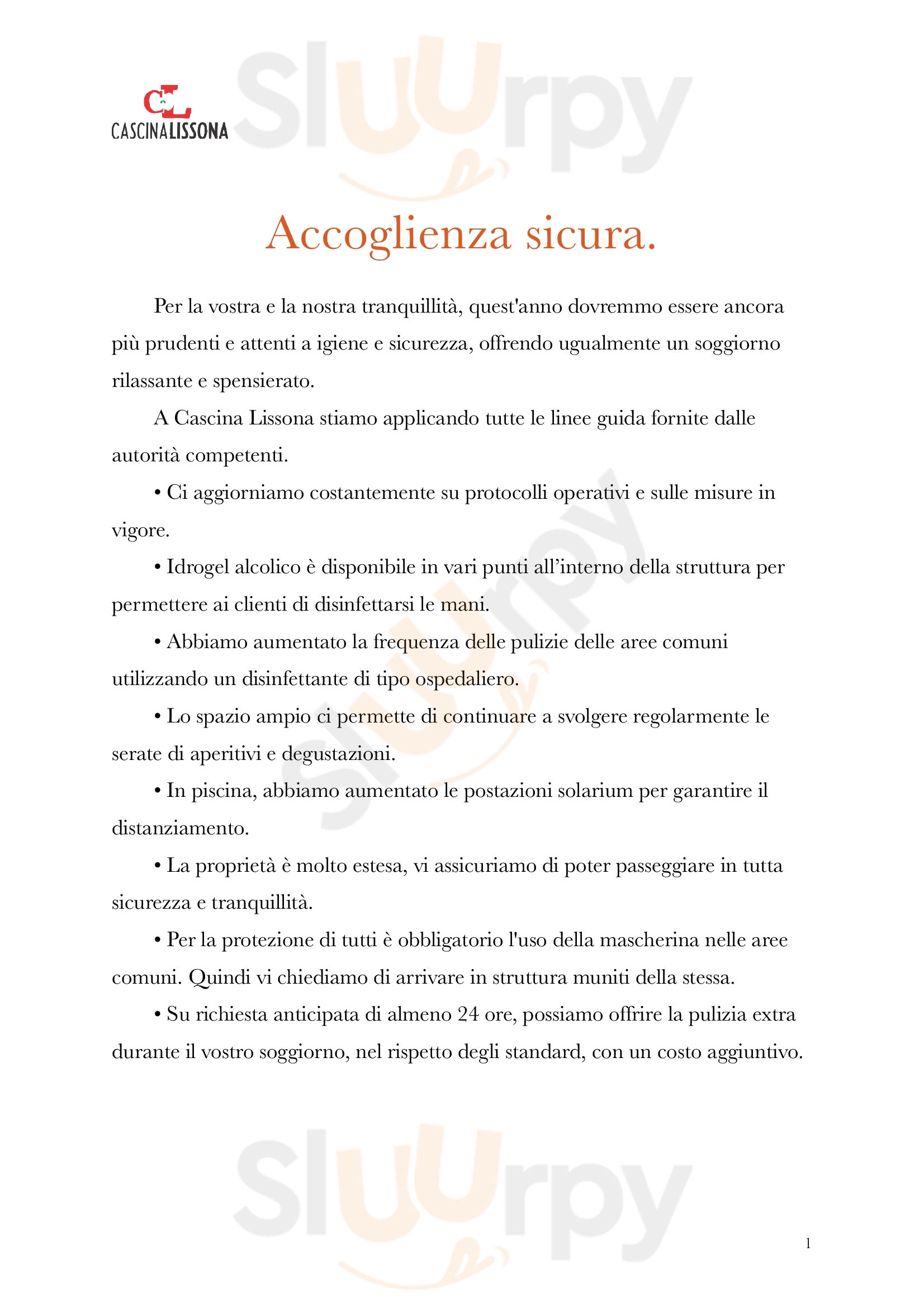 Cascina Lissona Asti menù 1 pagina