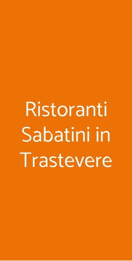 Ristoranti Sabatini In Trastevere, Roma