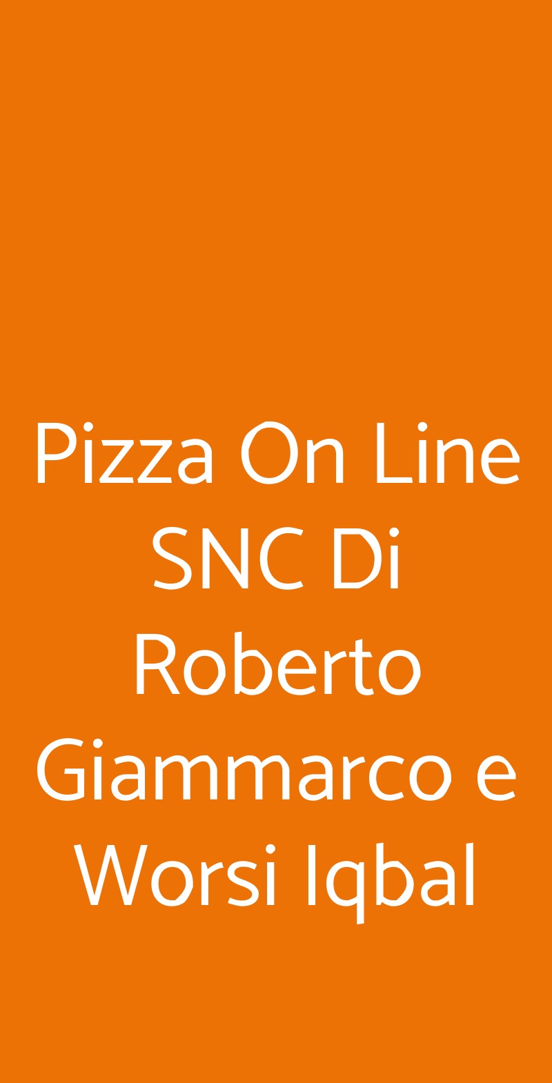 Pizza On Line SNC Di Roberto Giammarco e Worsi Iqbal Roma menù 1 pagina
