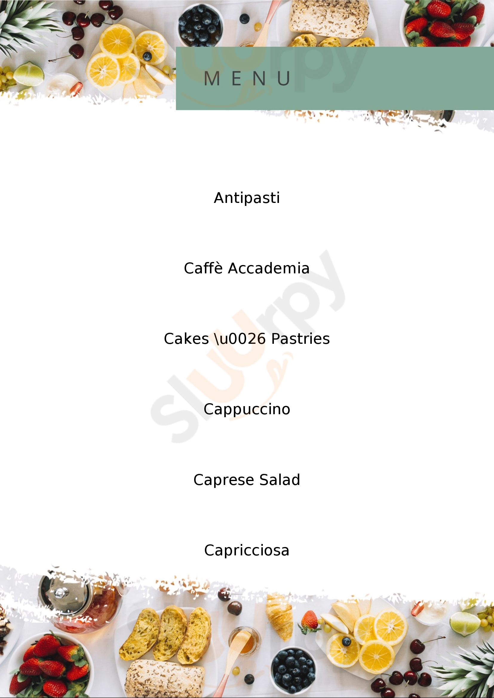 Caffe Accademia Roma menù 1 pagina