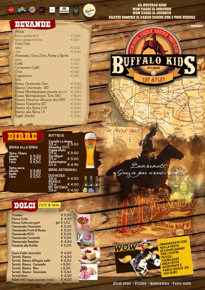 Buffalo Kids Fiumicino menù 1 pagina