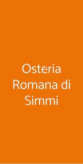 Osteria Romana Di Simmi, Roma