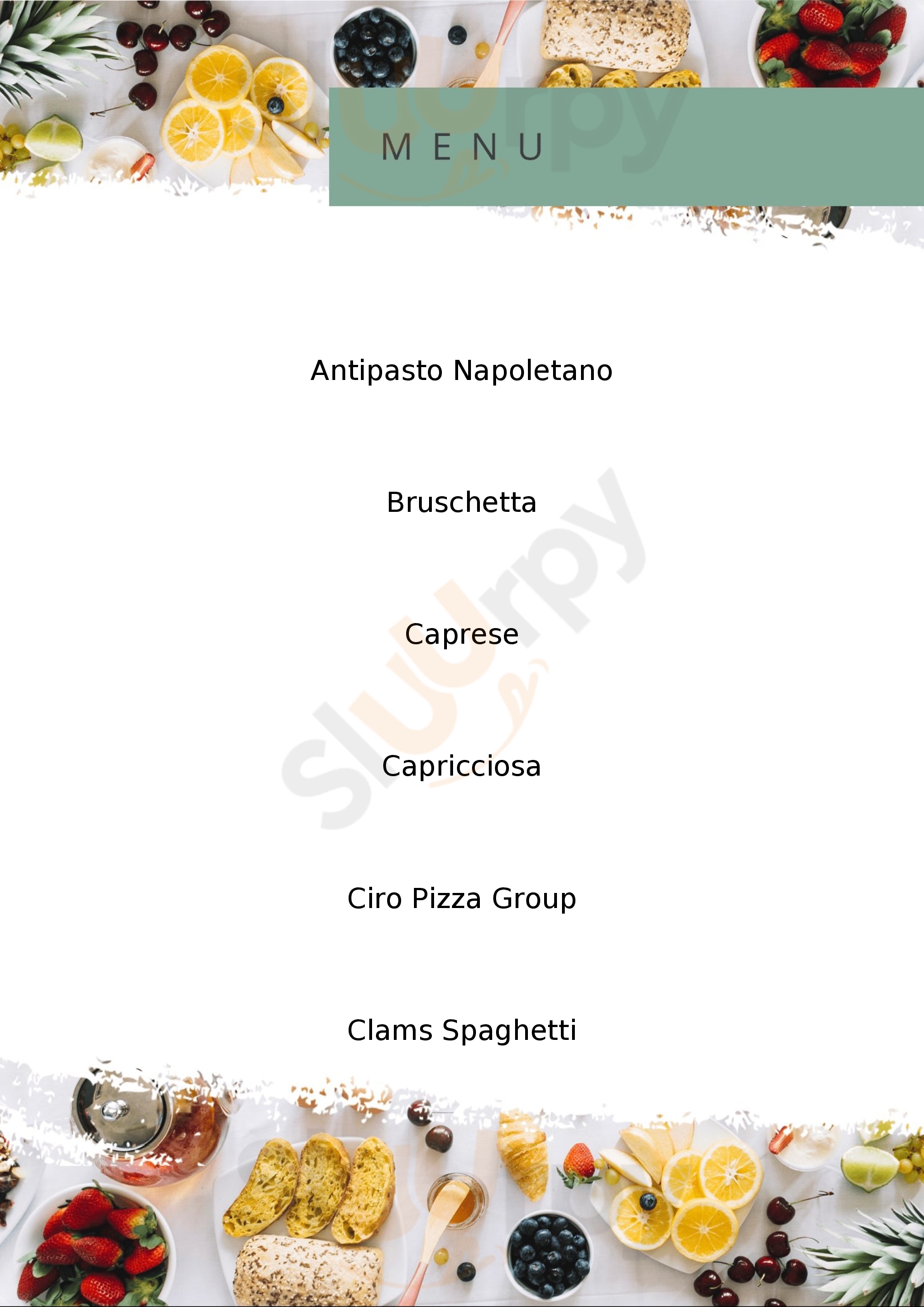 Pizza Ciro Roma menù 1 pagina