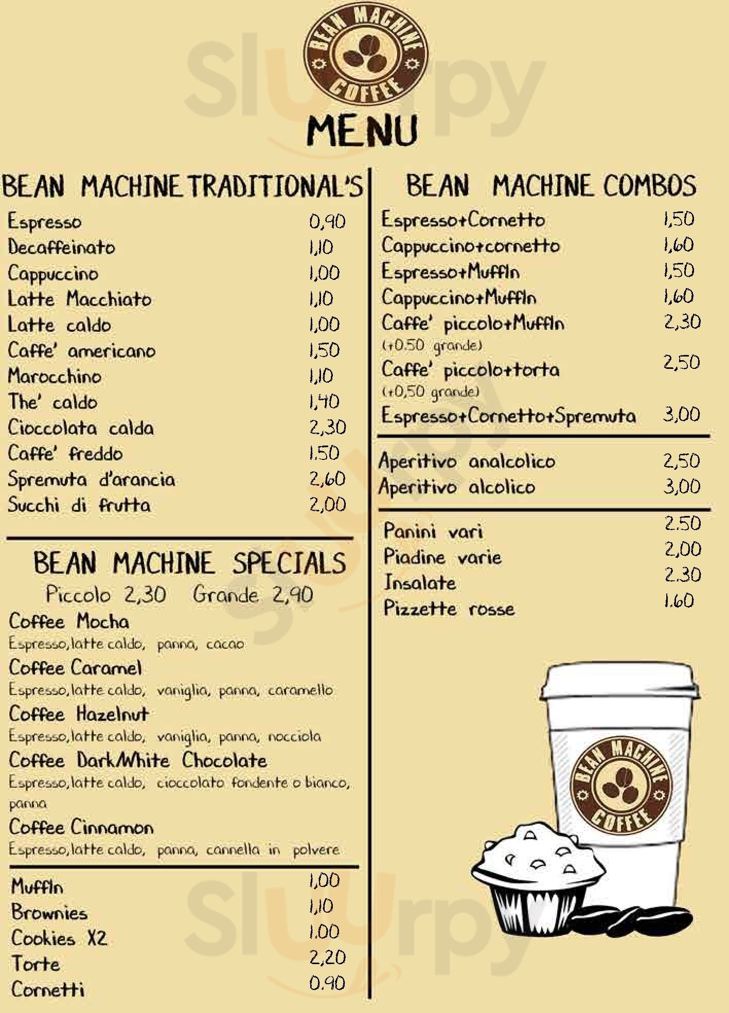 Bean Machine Coffee Fiano Romano menù 1 pagina