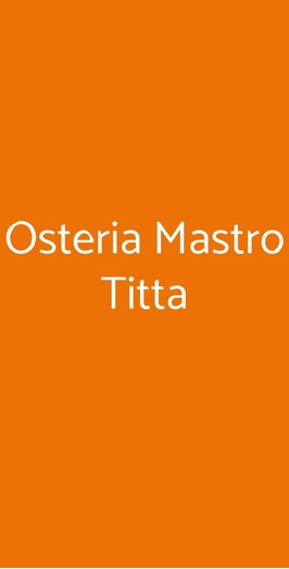 Osteria Mastro Titta, Ariccia