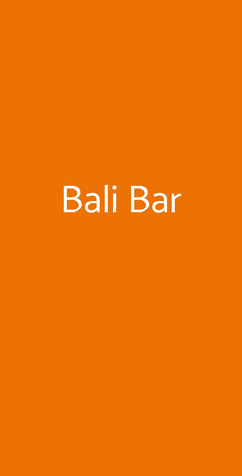 Bali Bar Roma menù 1 pagina