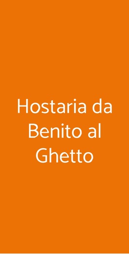 Hostaria Da Benito Al Ghetto, Roma