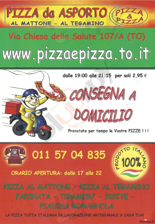 PIZZA & PIZZA Torino menù 1 pagina