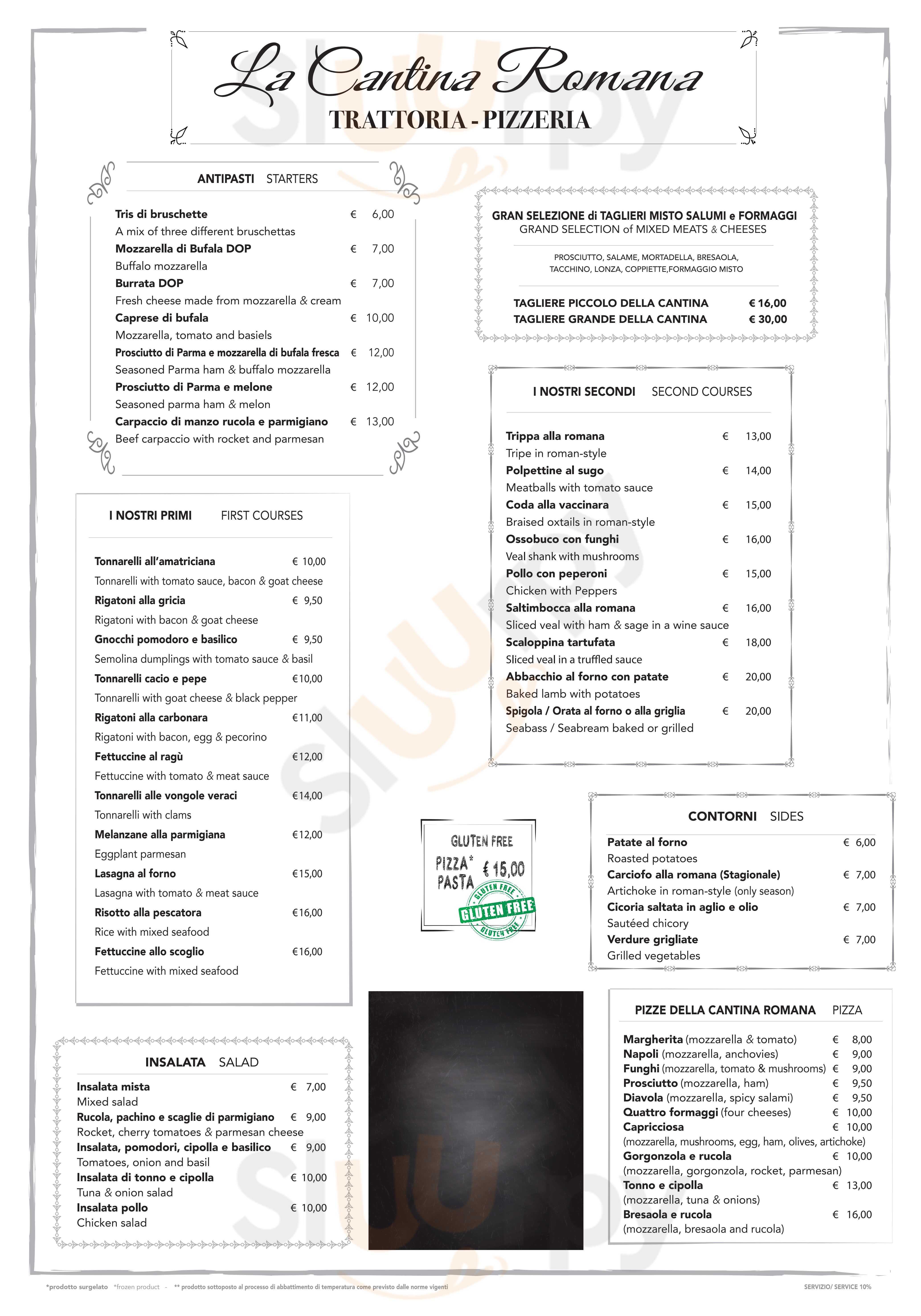 La Cantina Romana Roma menù 1 pagina