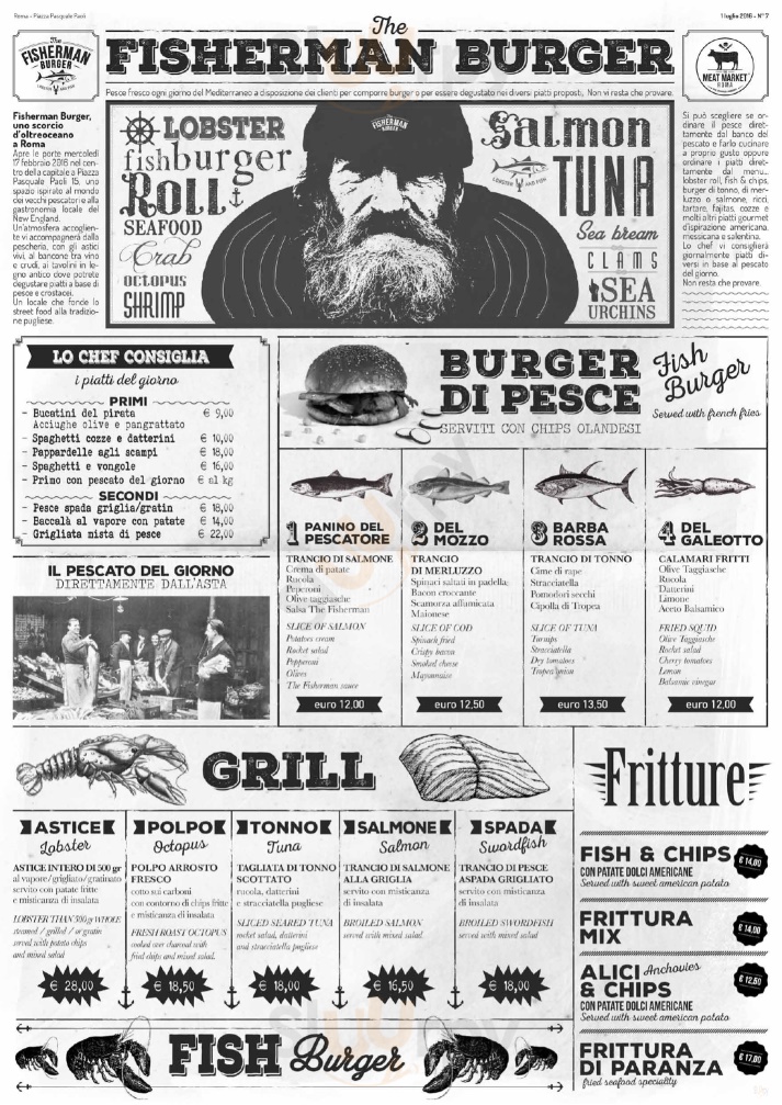 The Fisherman Burger Roma menù 1 pagina