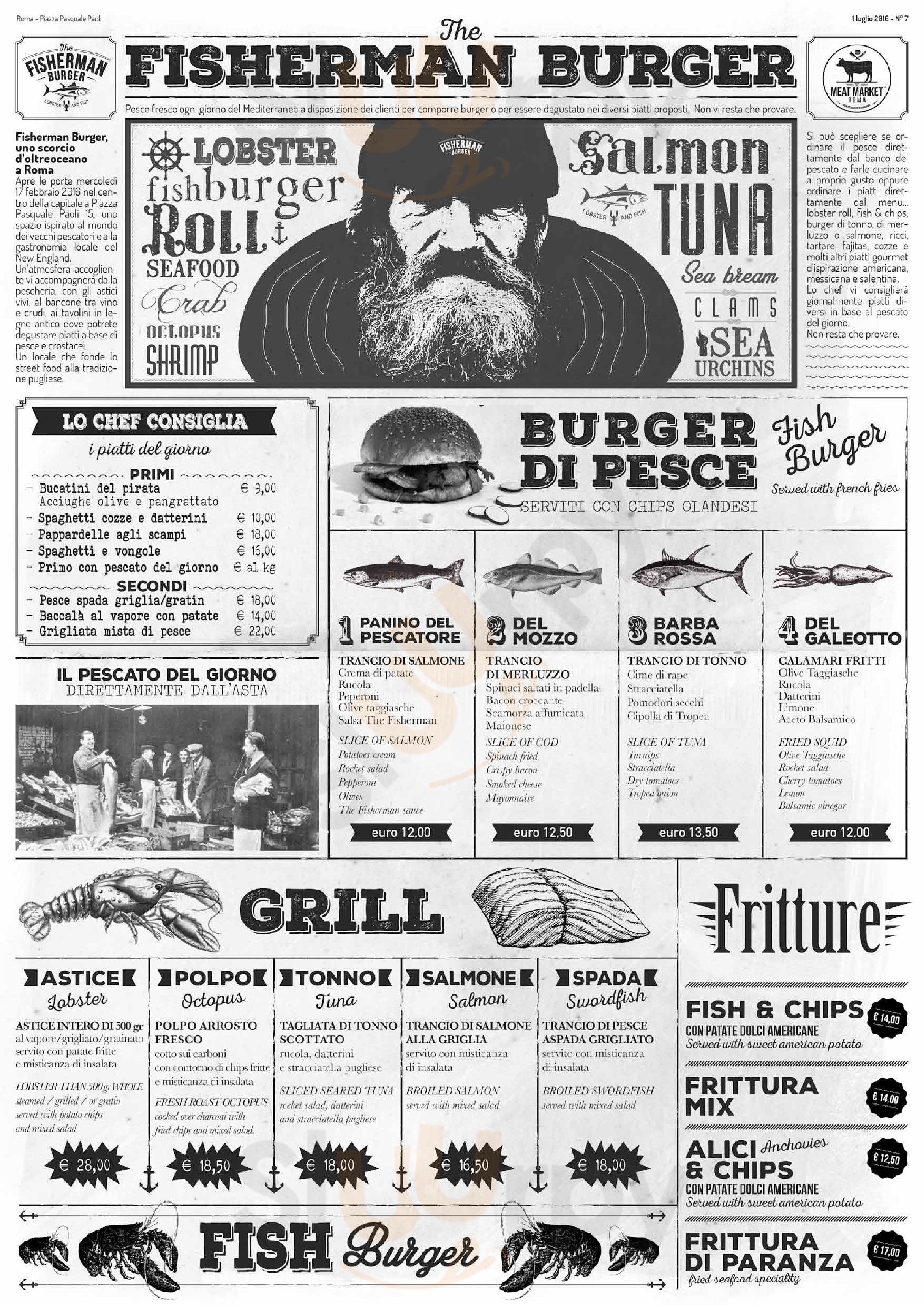 The Fisherman Burger Roma menù 1 pagina