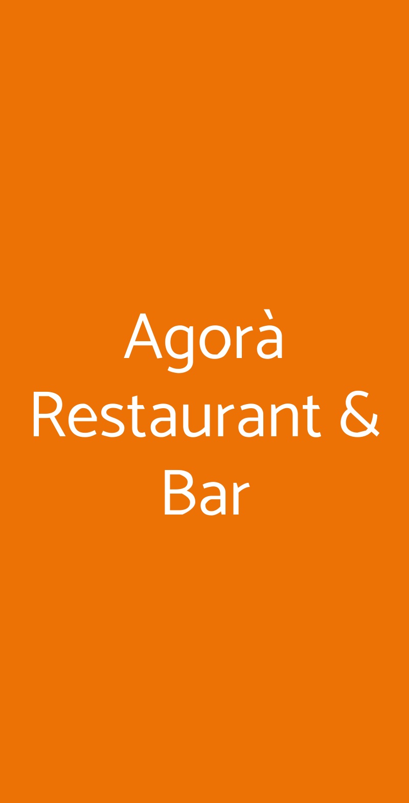 Agorà Restaurant & Bar Roma menù 1 pagina