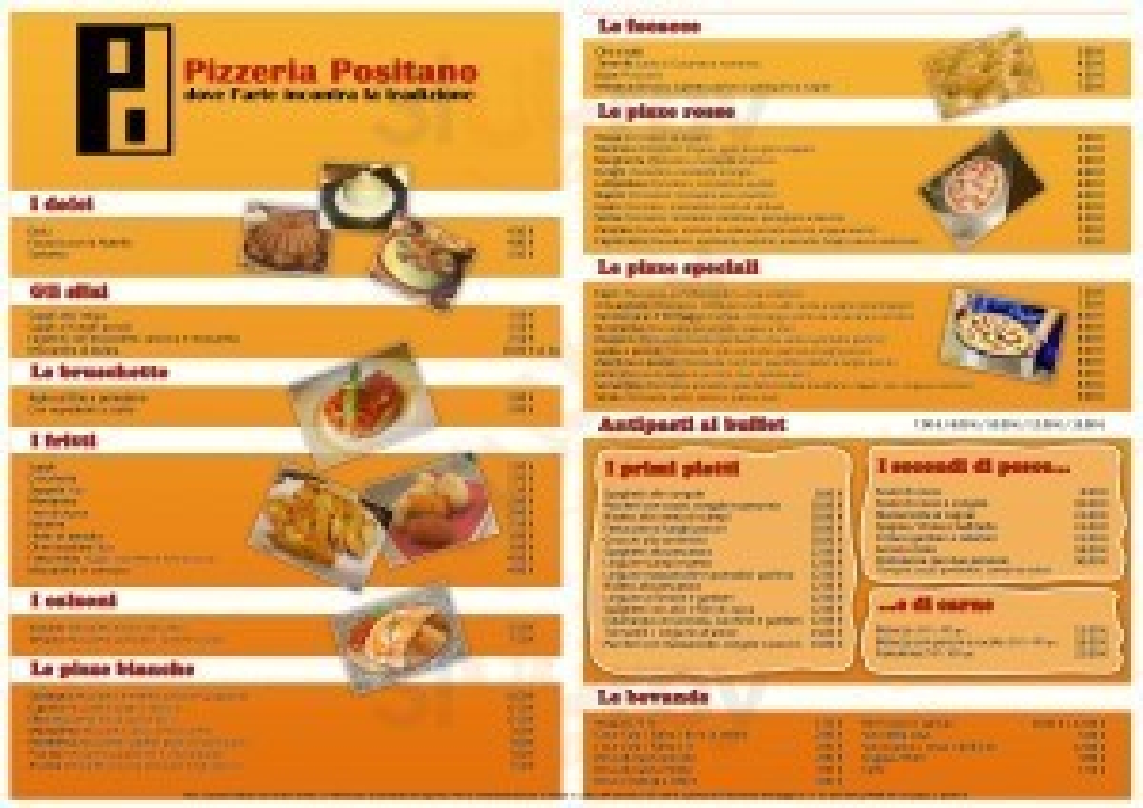 Pizzeria Positano Roma menù 1 pagina