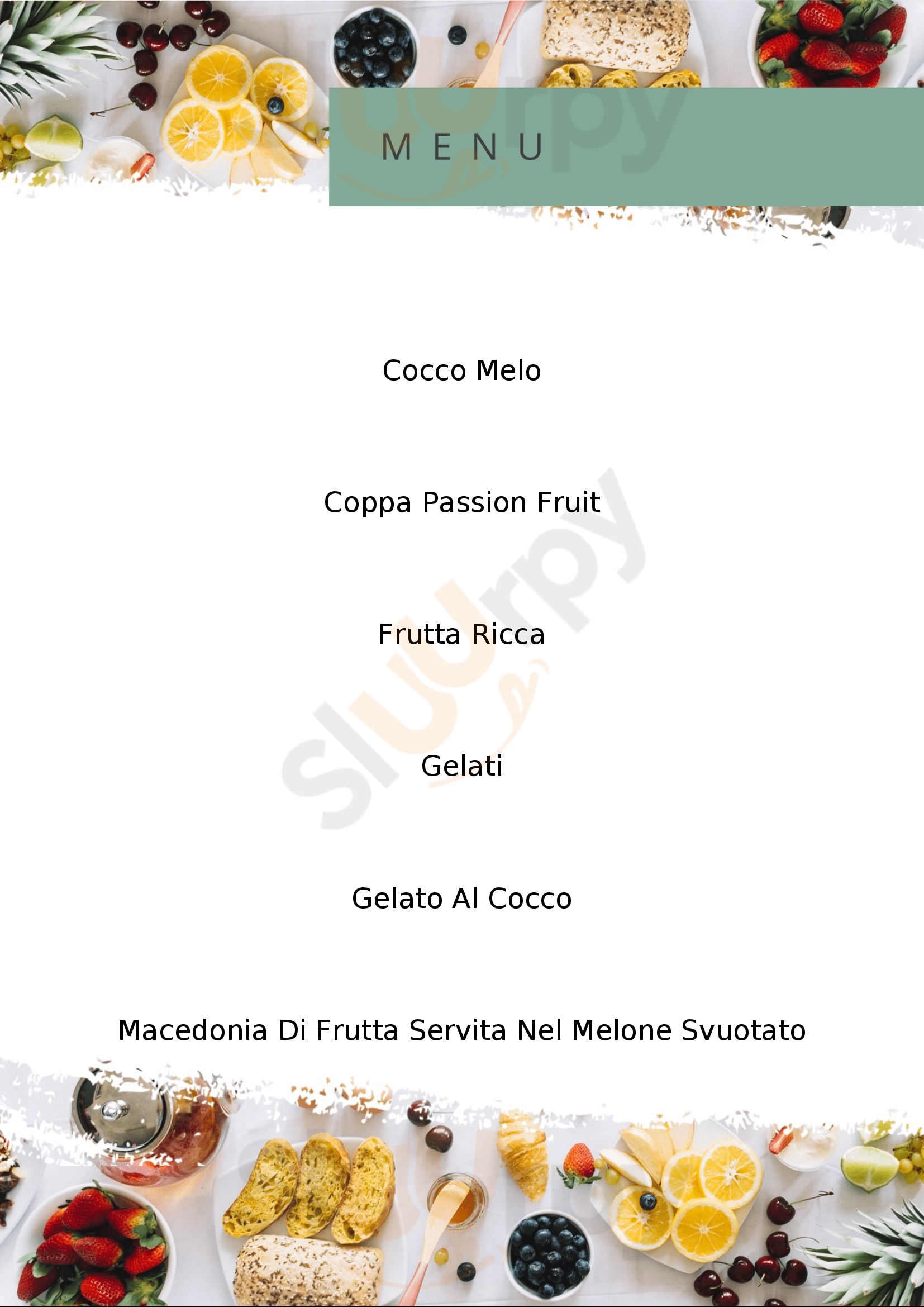 Chiosco PASSION FRUIT AL MARE Santa Marinella menù 1 pagina
