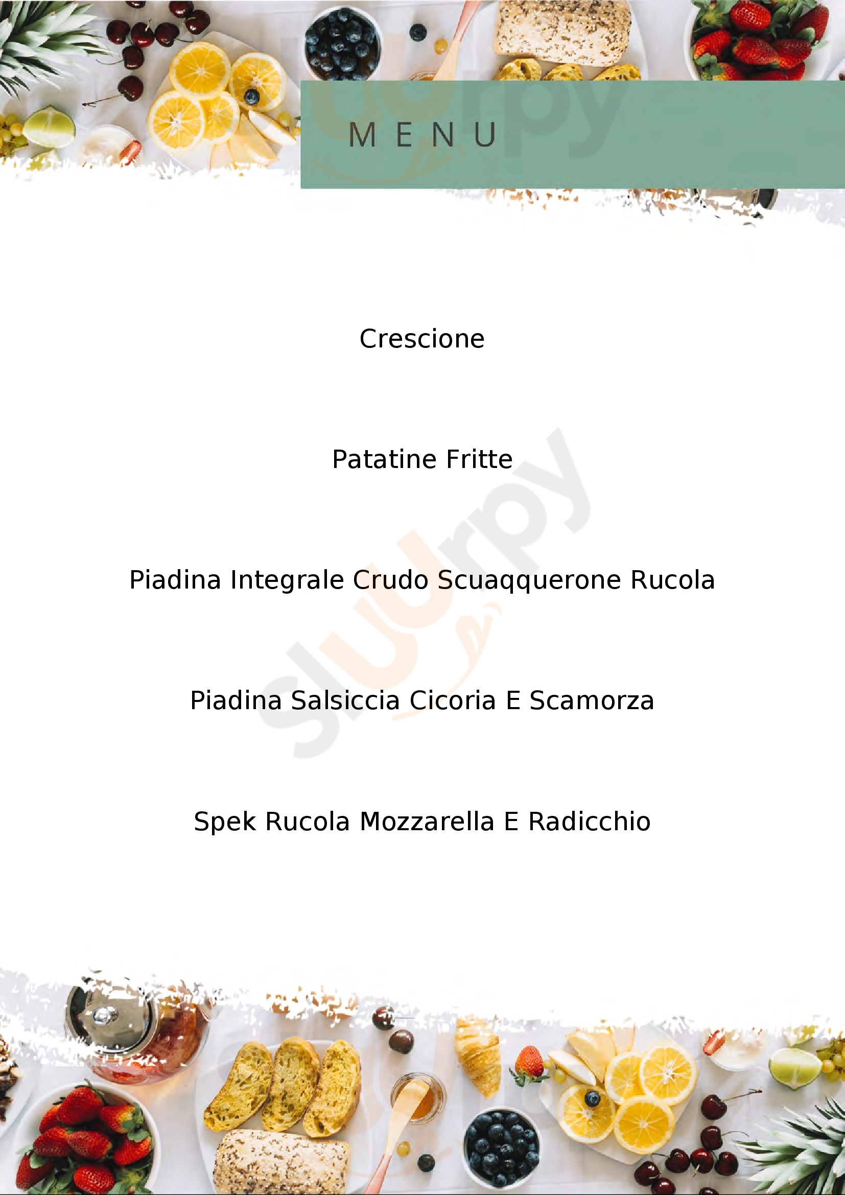 Piadineria la Romagnola Velletri menù 1 pagina