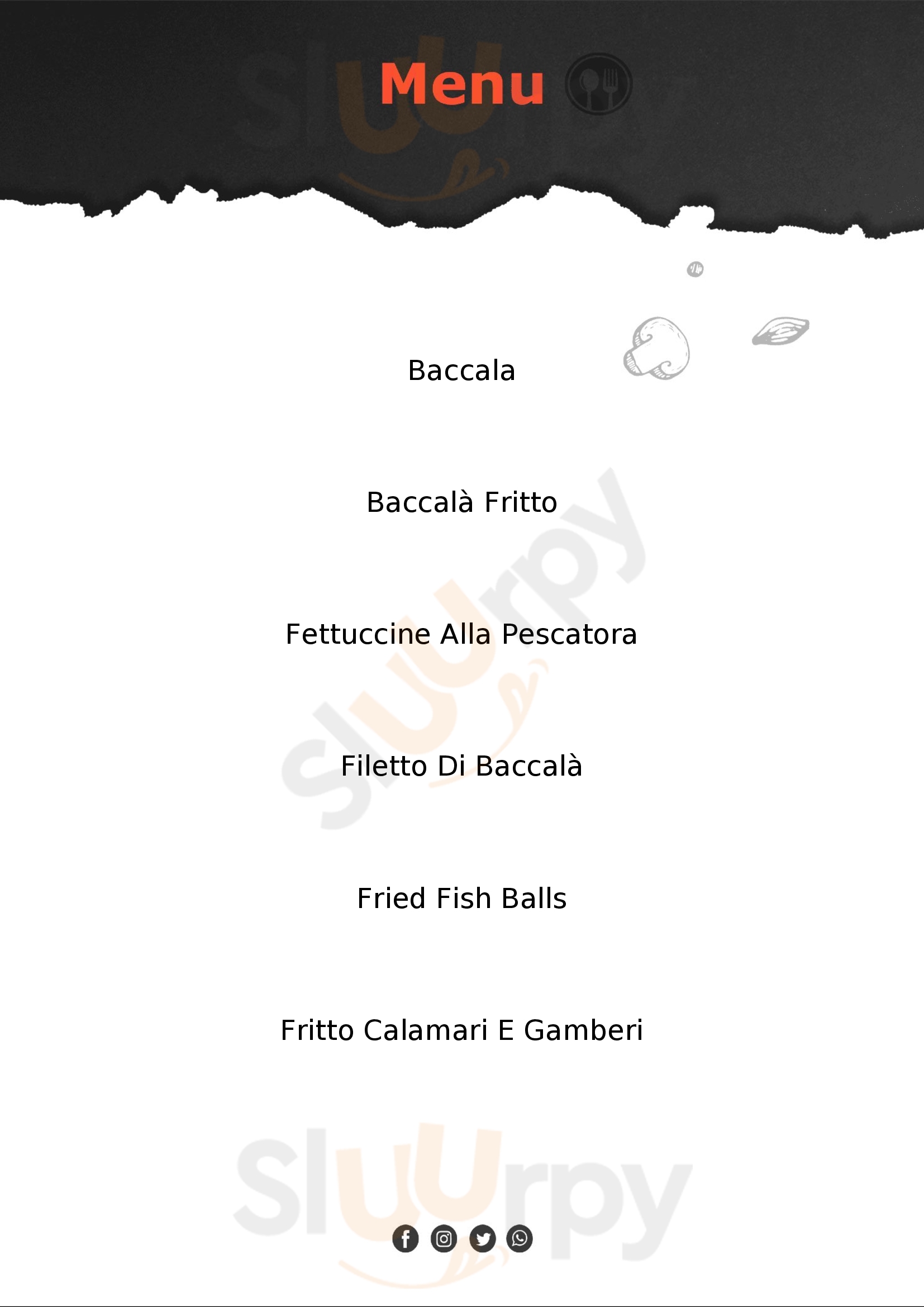 Pesce fritto e baccala Lido di Ostia menù 1 pagina