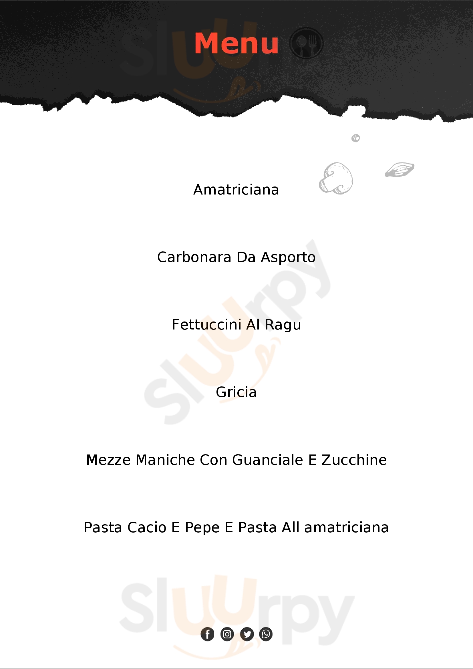 SoloPasta Roma menù 1 pagina