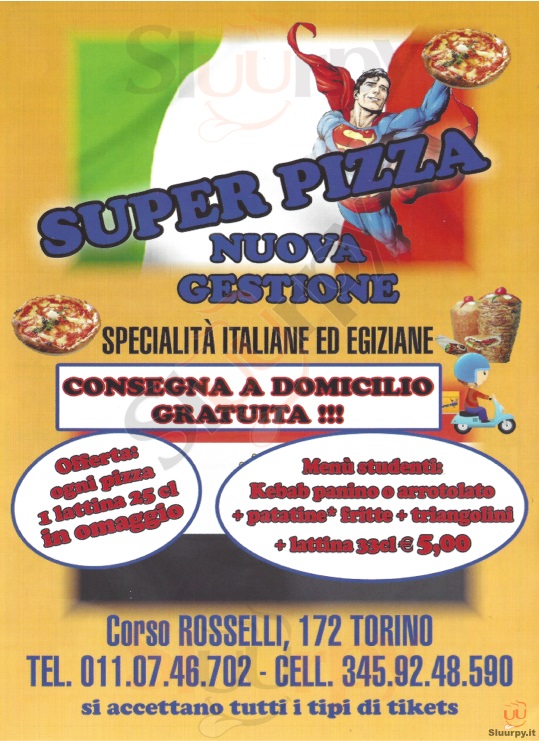 SUPER PIZZA Torino menù 1 pagina