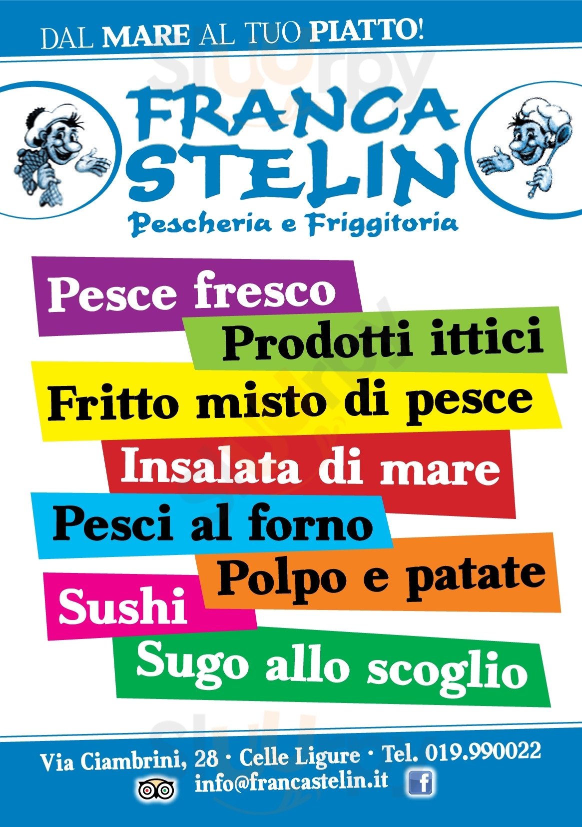 Pescheria Friggitoria Franca Stelin Celle Ligure menù 1 pagina