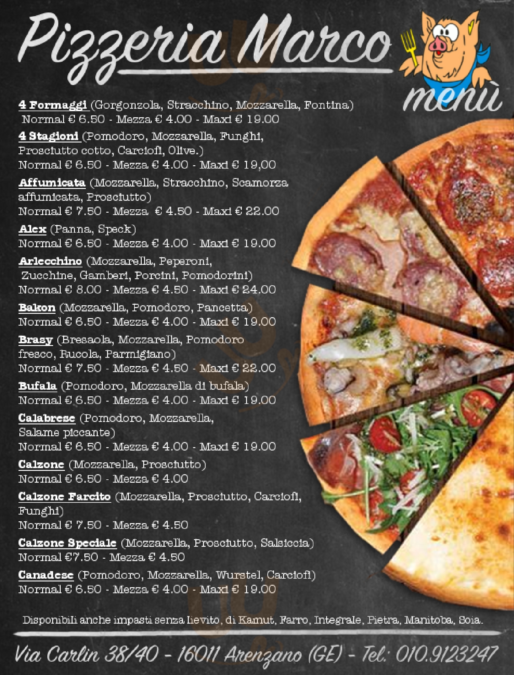 Pizzeria Marco Arenzano menù 1 pagina