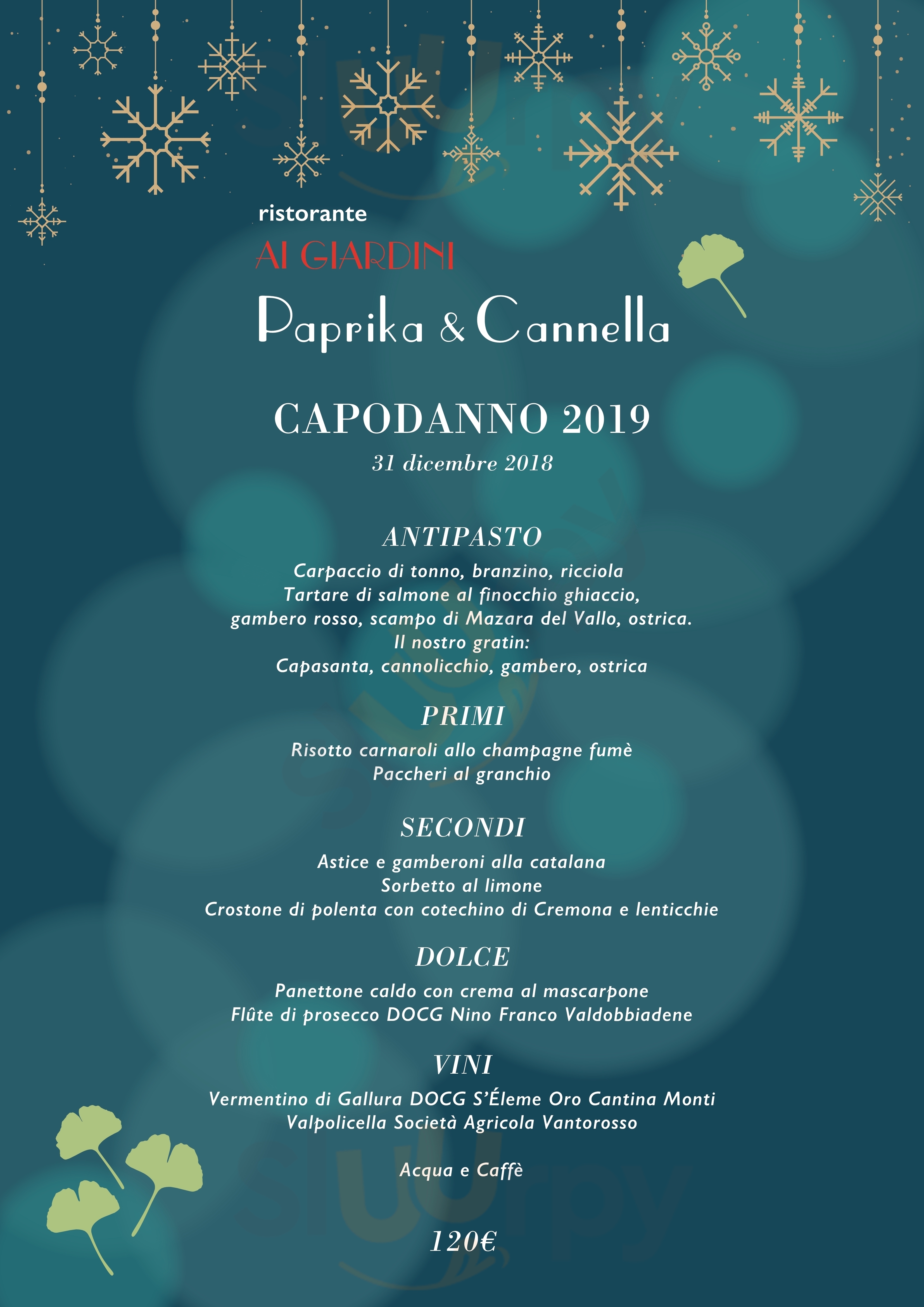 Ai Giardini Paprika & Cannella Milano menù 1 pagina
