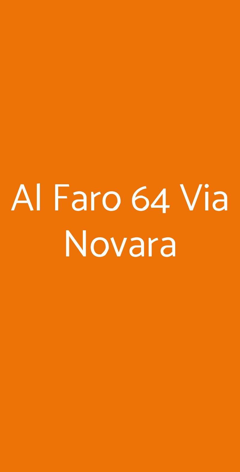 Al Faro 64 Via Novara Milano menù 1 pagina
