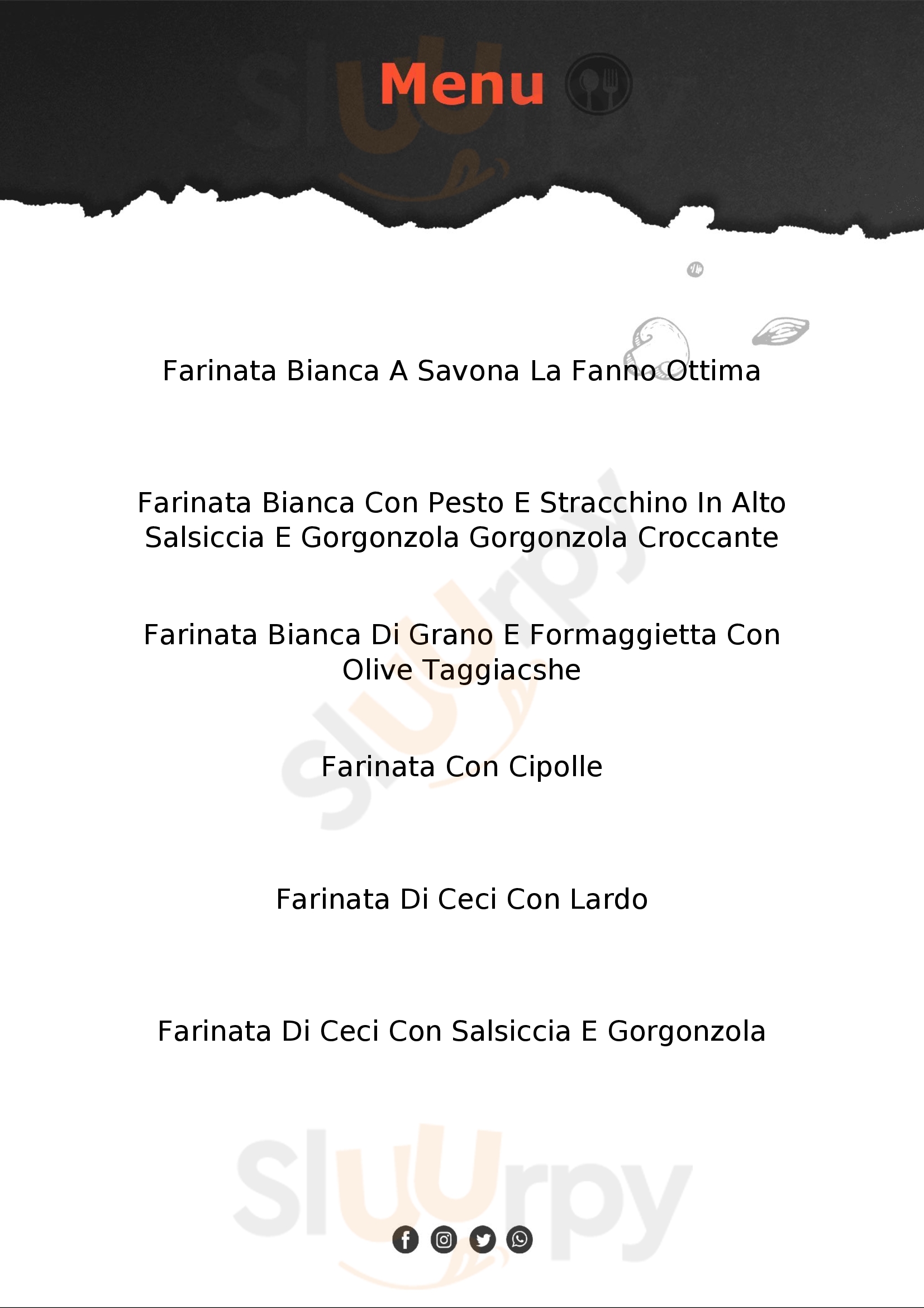 Osteria La Farinata Savona menù 1 pagina