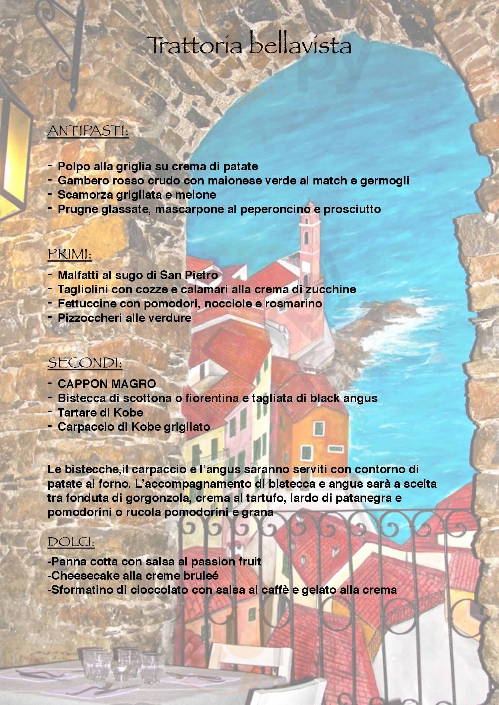 Trattoria Bellavista La Spezia menù 1 pagina