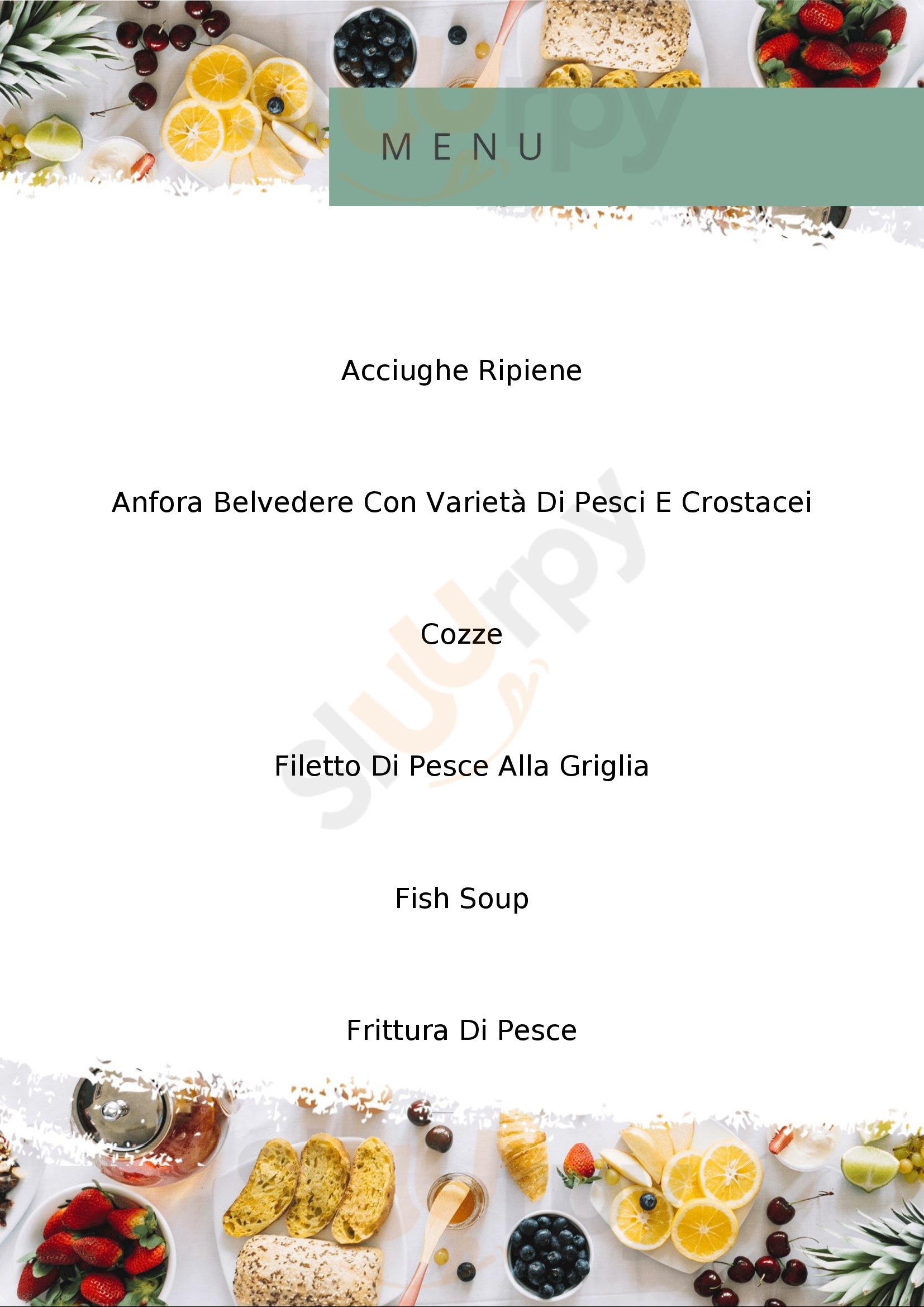 Ristorante Belvedere Monterosso menù 1 pagina