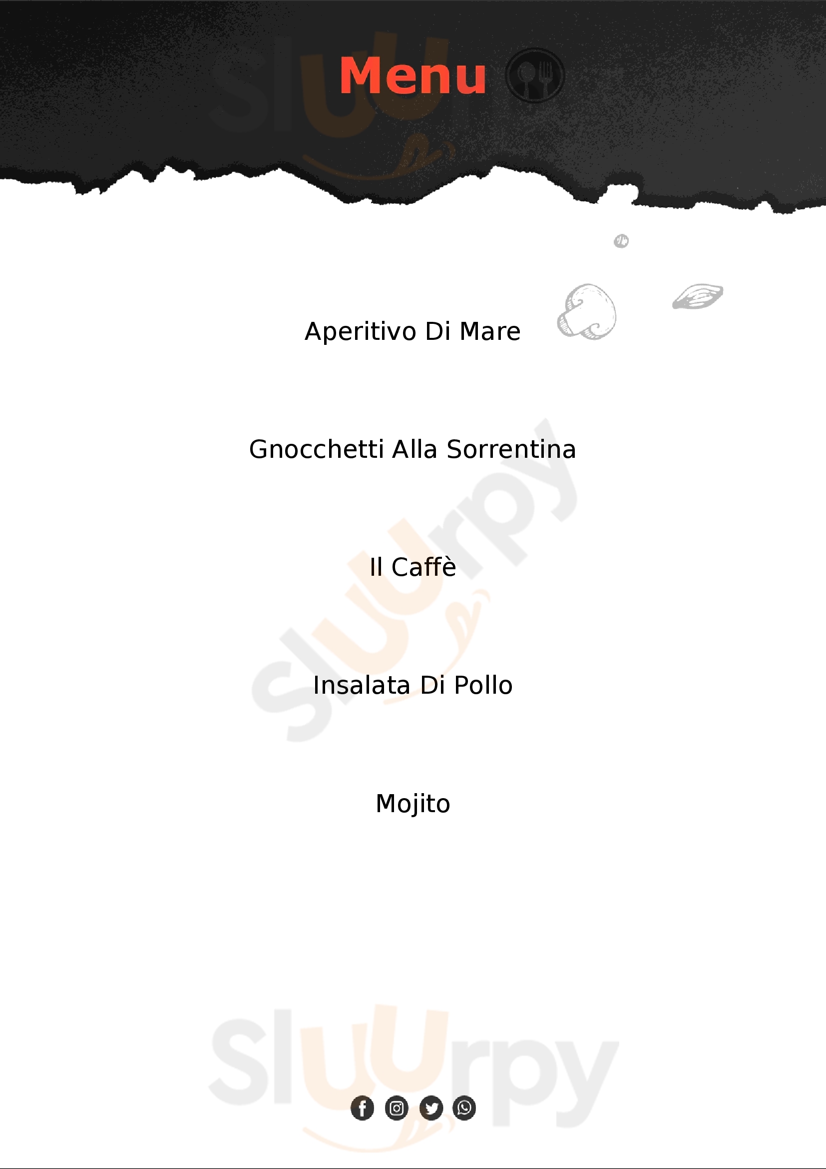 Tiburon Cafe Genova menù 1 pagina