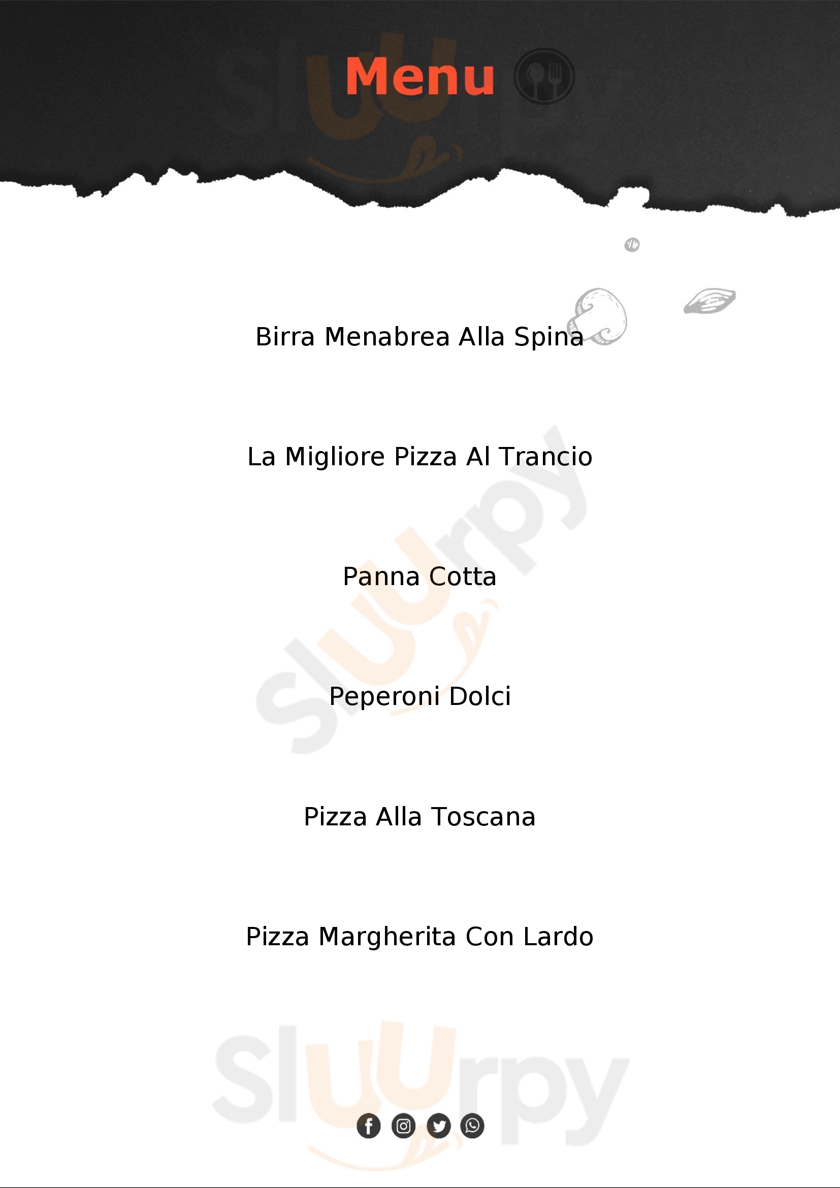 Alla Toscana...Pizza al Trancio Milano menù 1 pagina