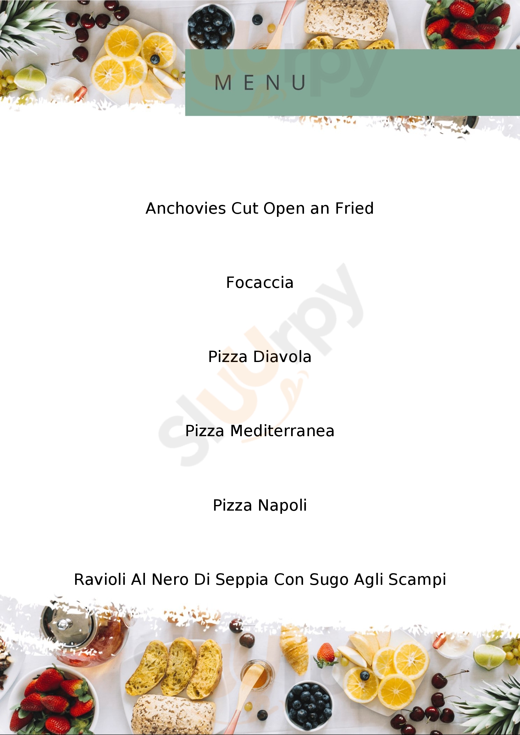 ristorante pizzeria Lungomare Bonassola menù 1 pagina