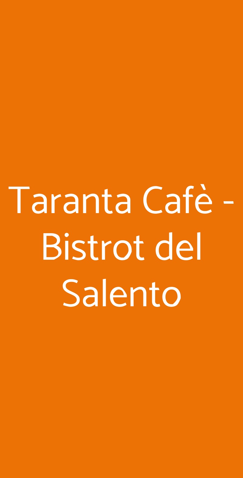 Taranta Cafè - Bistrot del Salento Milano menù 1 pagina