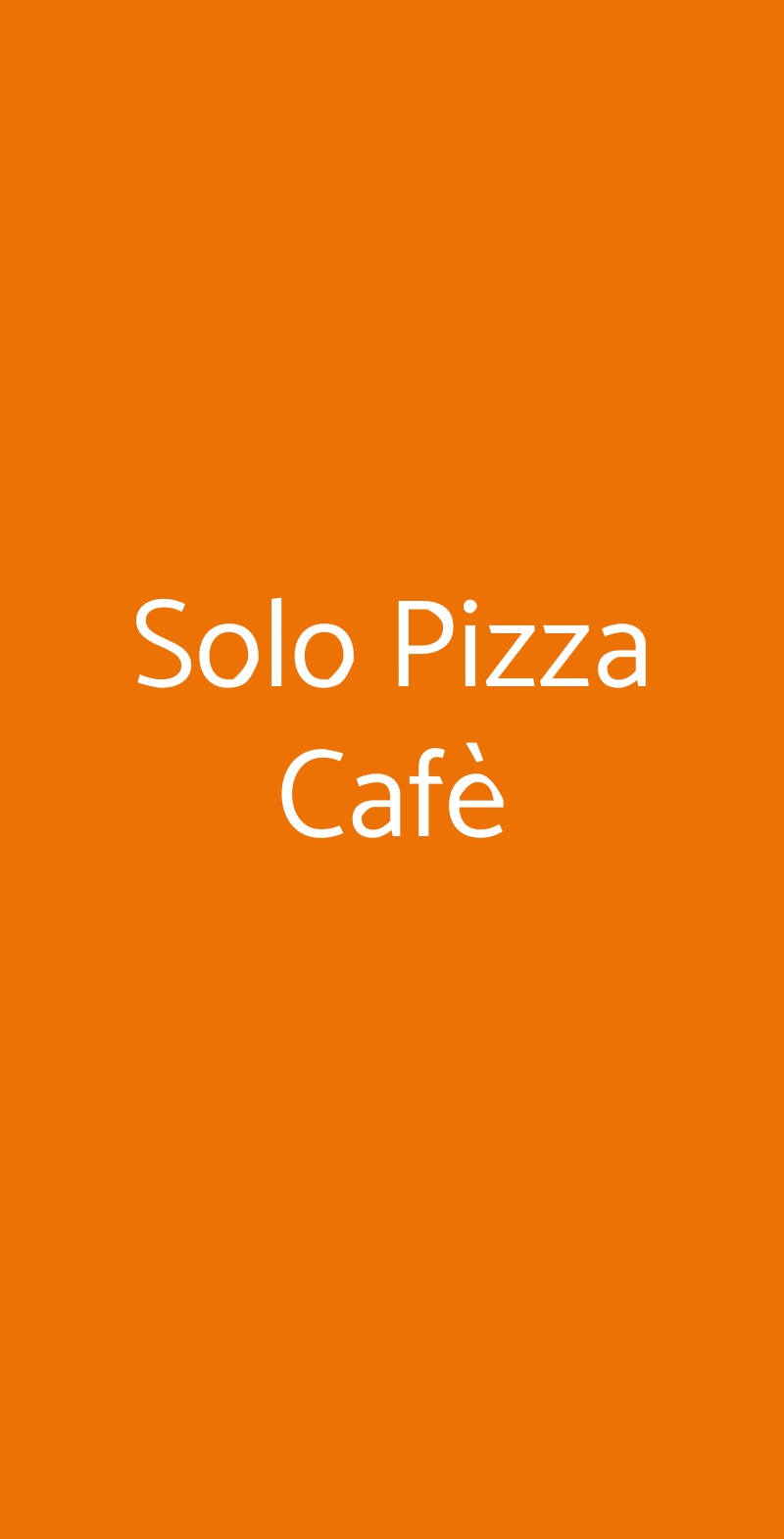 Solo Pizza Cafè Milano menù 1 pagina