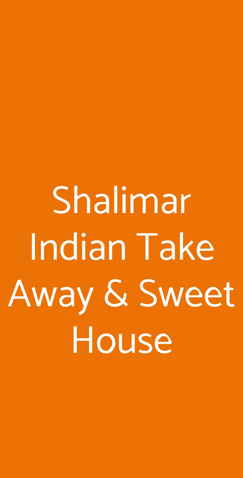 Shalimar Indian Take Away & Sweet House Milano menù 1 pagina