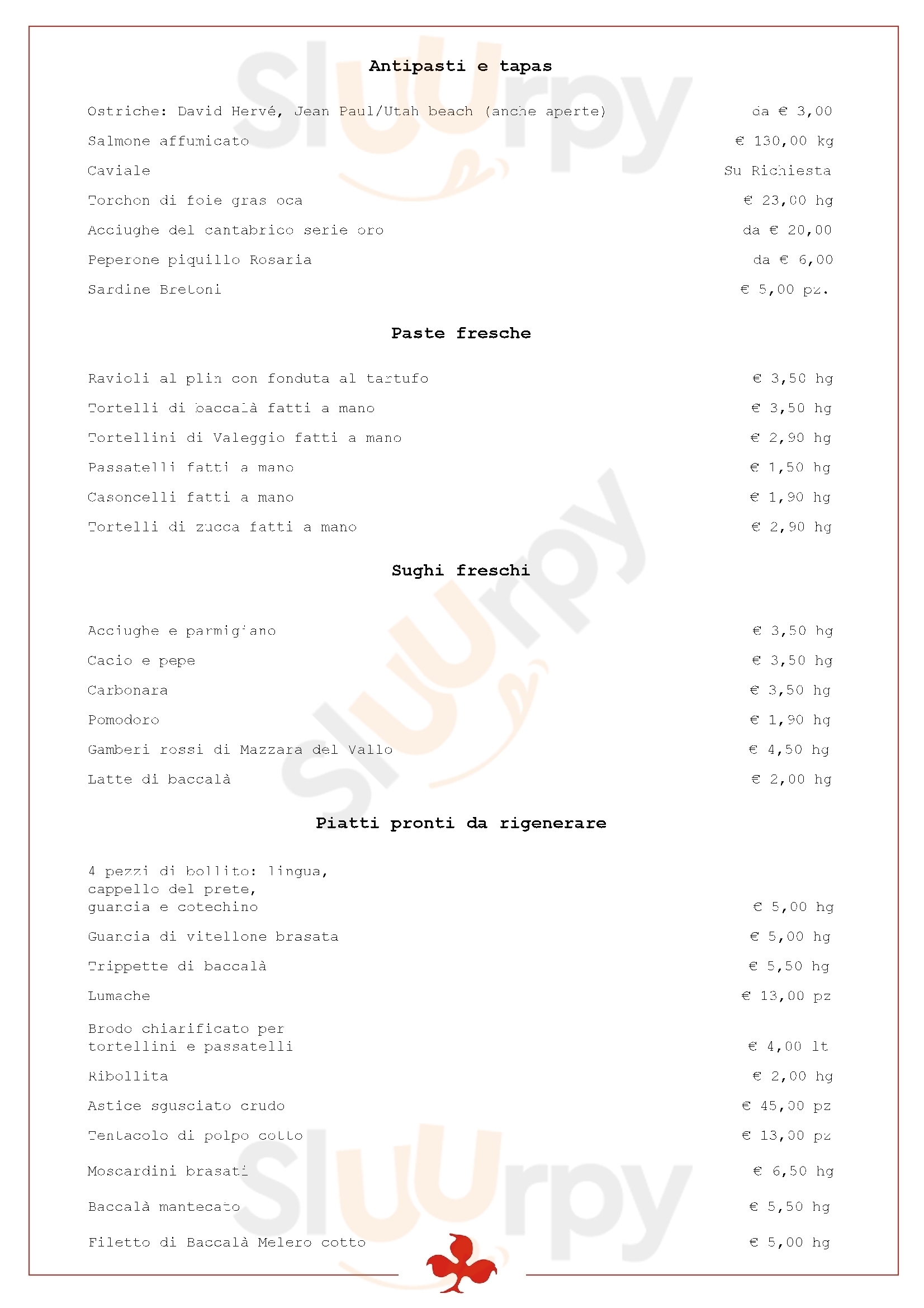 Benigni Ambulatorio Gastronomico Bergamo menù 1 pagina