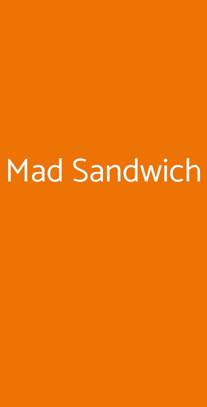 Mad Sandwich Milano menù 1 pagina