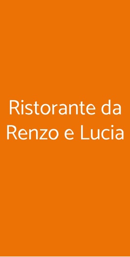 Ristorante Da Renzo E Lucia, Milano