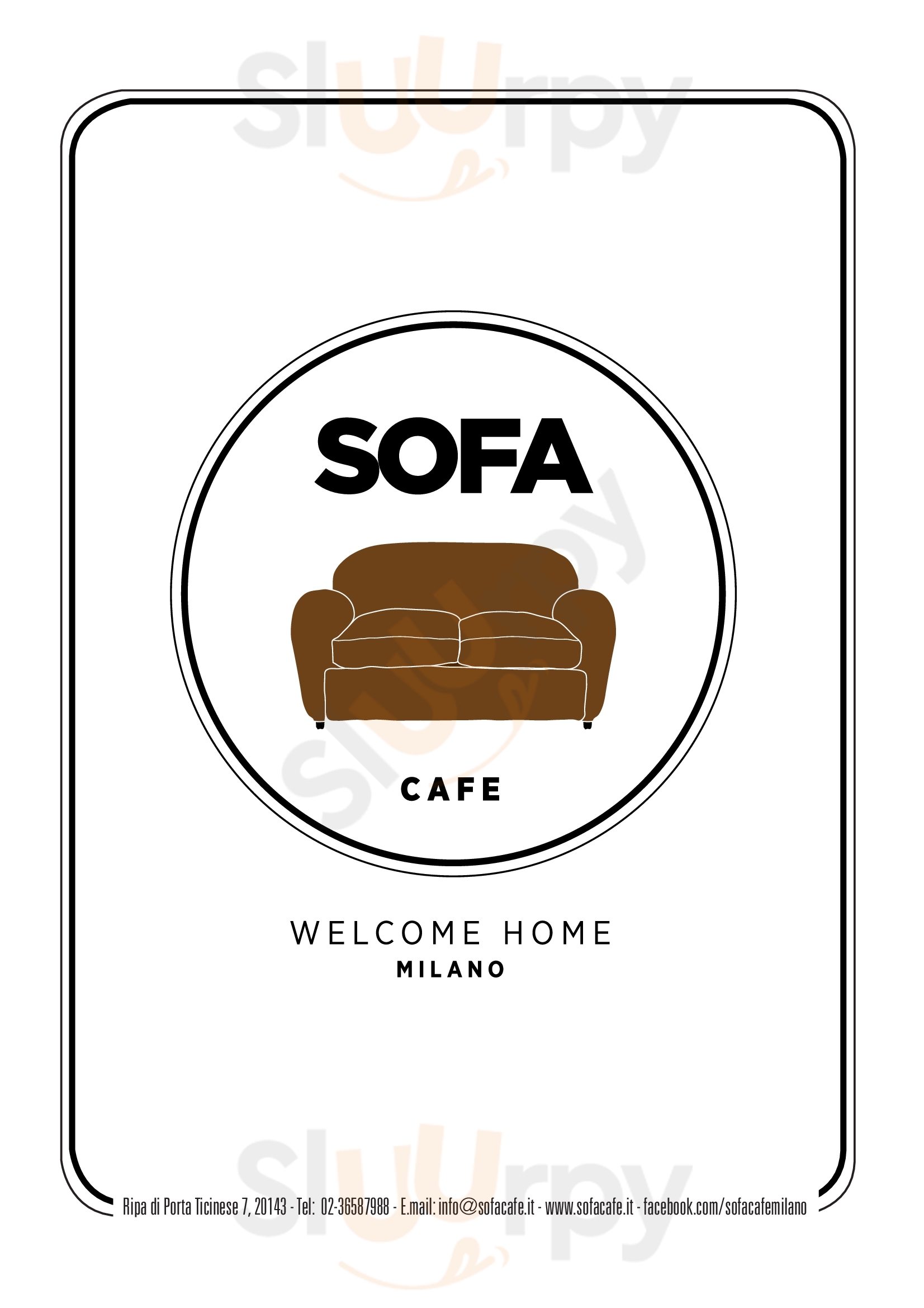 Sofa Cafe Milano menù 1 pagina