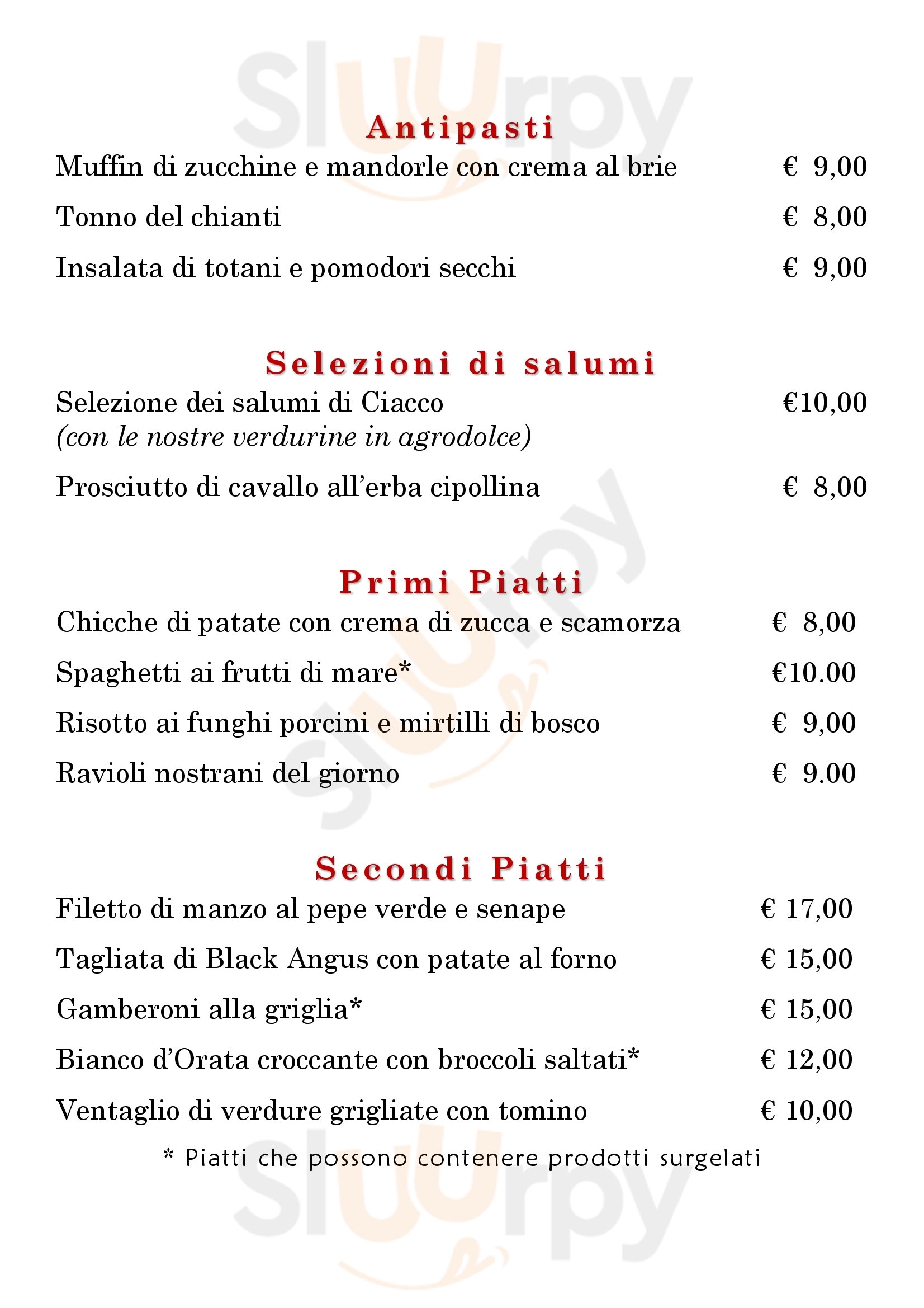 Osteria Ciacco Albino menù 1 pagina