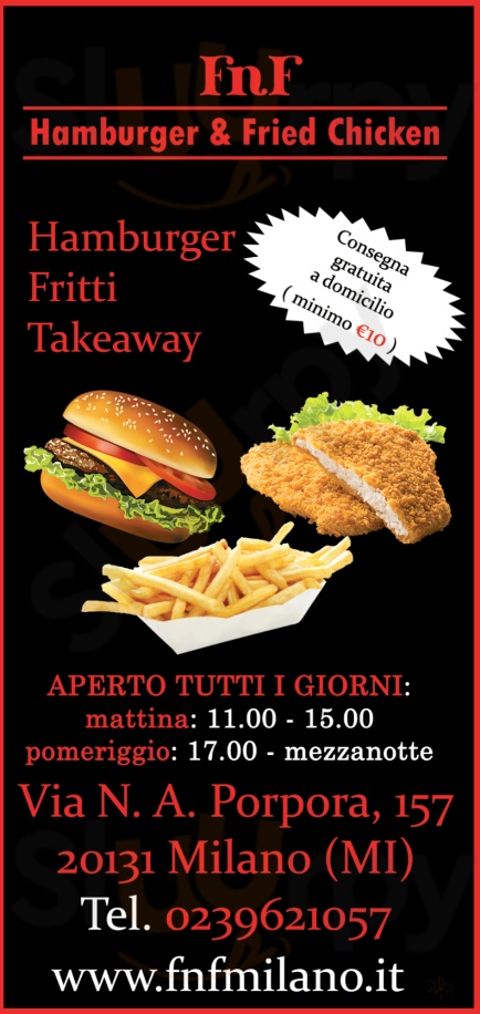 FnF Hamburger & Fried Chicken Milano menù 1 pagina